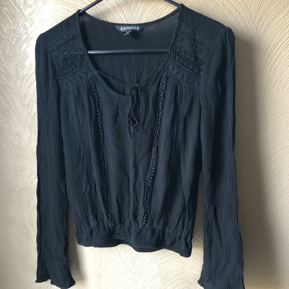 Black Long Sleeve Bell Top